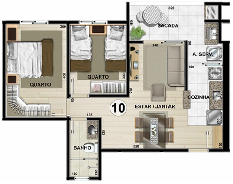 Planta Tipo A — 54 m²